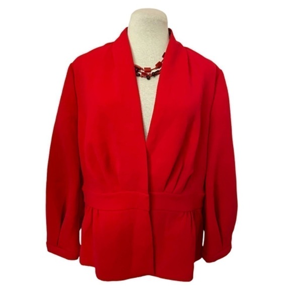 𝅺halogen Peplum Red Jacket Women's Size M - Picture 1 of 10